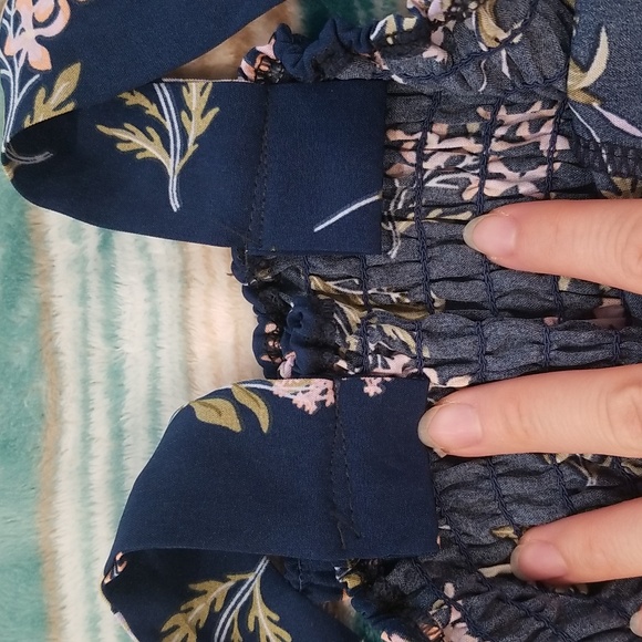 Fashion Jera Collection navy blue sleeveless pink floral midi dress size L - Picture 7 of 10